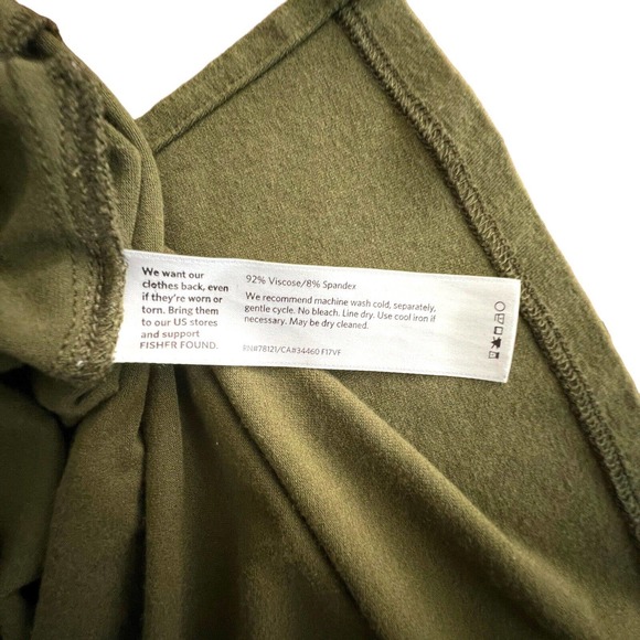 Eileen Fisher. Size Large T Shirt Dress Olive Green Short Sleeve Stretch - Picture 7 of 8